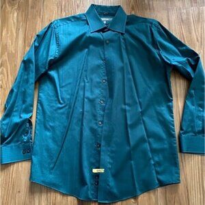 Kenneth Cole Men's Teal Dress Shirt (Medium 15.5 32/33)